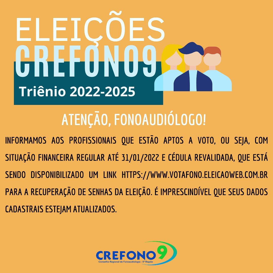 [FONOAUDIÓLOGOS (AS) APTOS AO VOTO!]