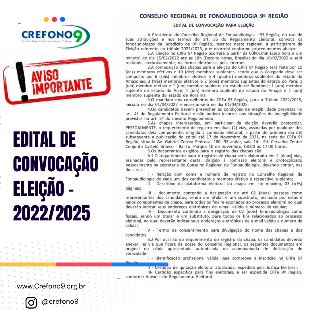 [EDITAL DE CONVOCAÇÃO ELEIÇÕES - TRIÊNIO 2022/2025]